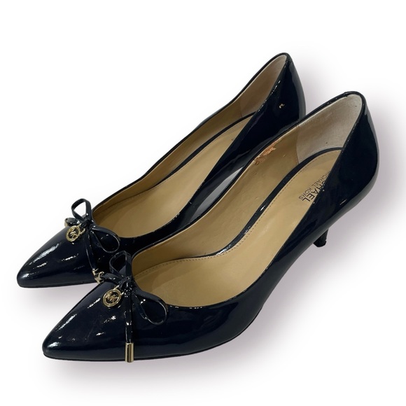 MICHAEL Michael Kors Shoes - Michael Kors Womens Shoes Nancy Mid Pumps Patent Leather Dark Navy Sz. 8.5